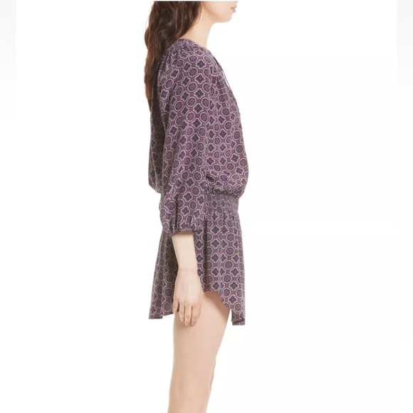 JOIE Red Blue Currant Medallion Print Lace-Up Blouson Silk CORRA B. Mini Sz M - Picture 5 of 11